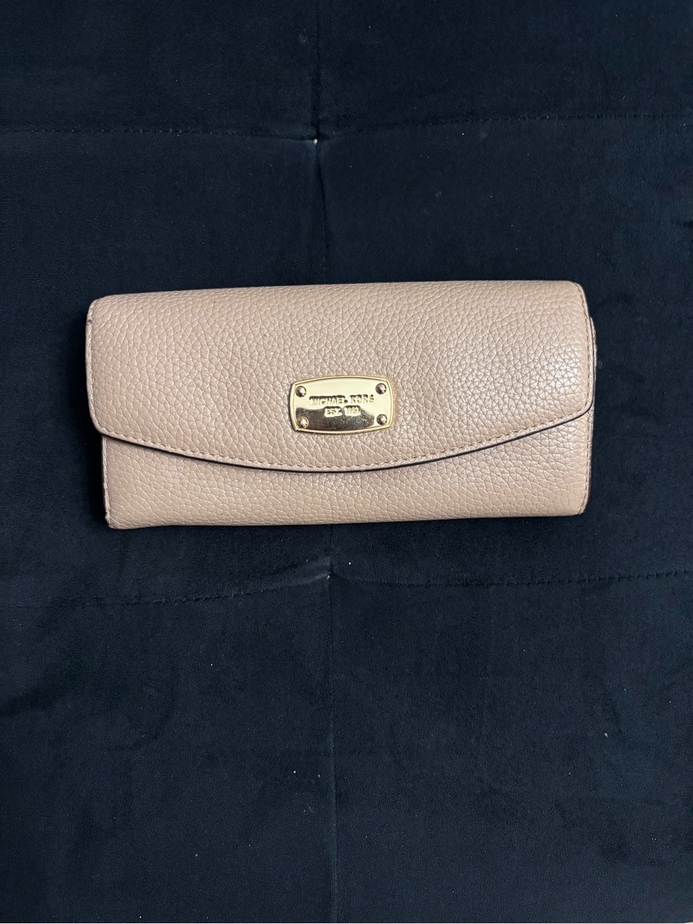 Michael Kors Blush Pebbled Leather Continental Wallet with Gold Plate